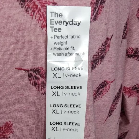 *SONOMA WOMEN'S TEE TOP LONG SLEEVE, PINK W/ FEATHERS - Picture 6 of 7